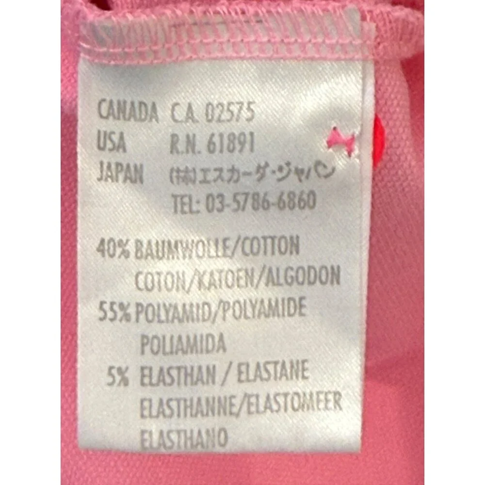 Escada Sport Pink Polo Golf Shirt W/ Palm Tree Embroidery & Rhinestones W Size M - Picture 6 of 7